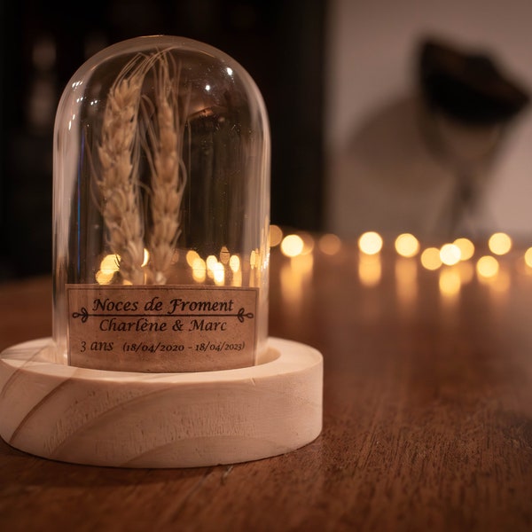 cadeau noces de froment 3 ans de mariage. dôme en verre noces de froment, noce de froment