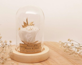 50th wedding anniversary gift. Glass dome, golden wedding anniversary.