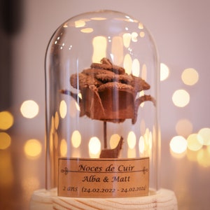 leather wedding gift 2 years of marriage. glass dome leather wedding, leather wedding image 1