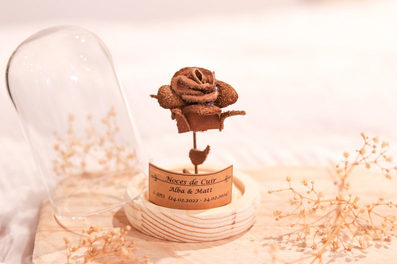 leather wedding gift 2 years of marriage. glass dome leather wedding, leather wedding image 9