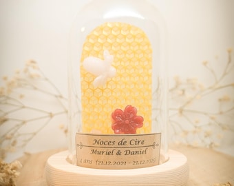 4th wedding anniversary gift (wax wedding anniversary). Glass dome for wax wedding anniversary.