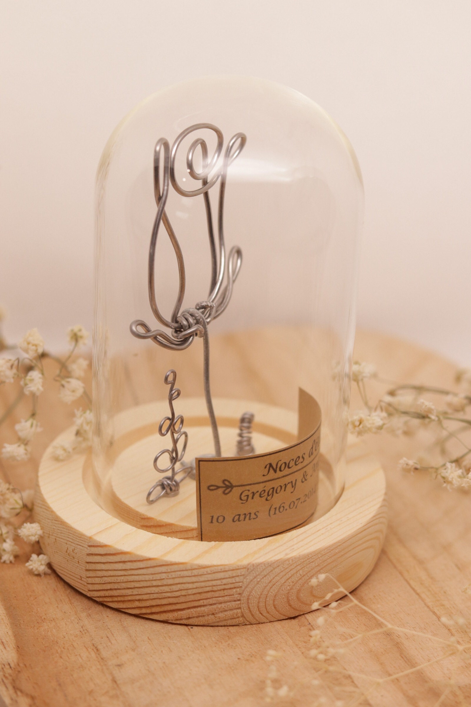 10 Dragées Mariage Sous Cloche Verre - Cadeaux Invités Personnalisables