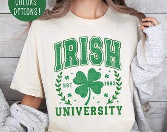 St. Patrick's Day Irish University Shirt Irish Lucky Day Shirt Womens Lucky Sweatshirt Retro Shamrock Sweatshirt Irish Gifts Irish Shirt