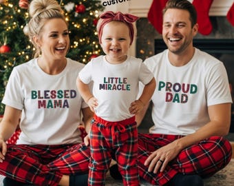 Custom Family Christmas Shirts Matching Holiday Shirts Personalized Name Crewnecks Families Matching Christmas Buffalo Plaid Sweatshirt