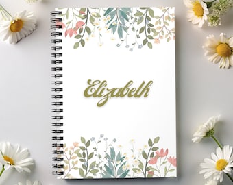 Cuaderno floral personalizado Nombre personalizado Diario Maestro Regalo Amante de las plantas Regalo Flores silvestres Regalo Maestro Apreciación Regalo de dama de honor para ella