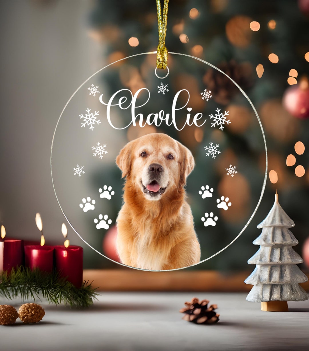 Custom Photo Dog Ornament Personalized Puppy Picture Ornament Gift for ...
