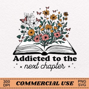 Adicto al siguiente capítulo PNG | Diseño de camiseta de gusano de biblioteca | Club de libros PNG | sublimación