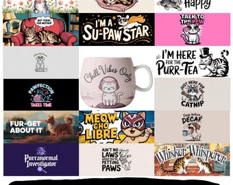 50 tazze per gatti e cani, stampate a sublimazione / PNG / 11oz / 15oz