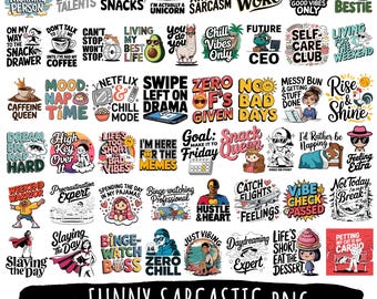 50 Funny Sarcastic PNG | Sublimation Designs