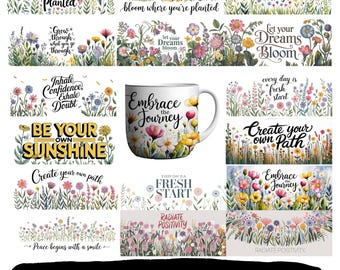 50 Wildflower Mug Wrap Sublimation | PNG | 11oz | 15oz