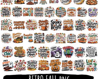 50 Retro Fall PNG | Sublimation Designs