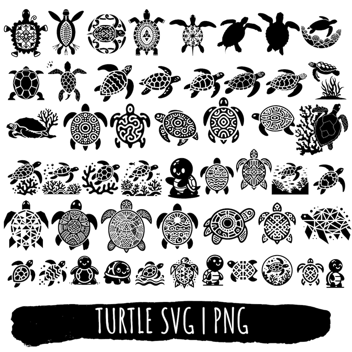 50 Turtle SVG PNG - Etsy