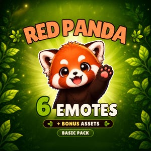 Émoticônes Panda Roux pour Twitch et Discord, Pack d'émoticônes Twitch, Émoticônes Panda, Bannière Twitch, 6 émoticônes Kawaii mignonnes