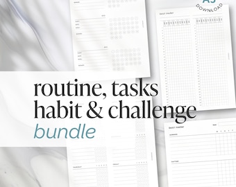 A5 Task, Routine & Habit BUNDLE | undated agenda • planner inserts • printable instant download • weekly monthly diary journal organizer