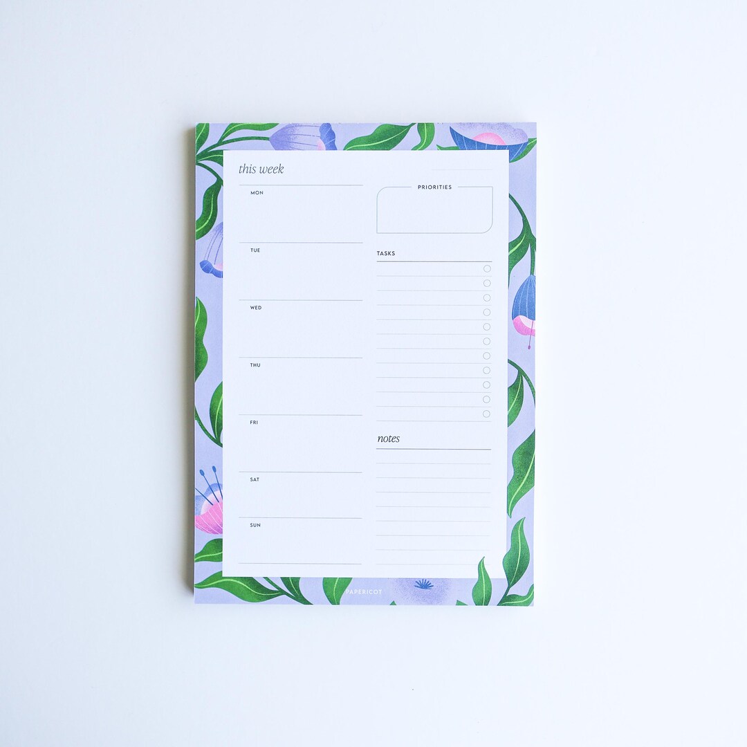 A5 Weekly Notepad | Floral | Undated - Etsy Australia