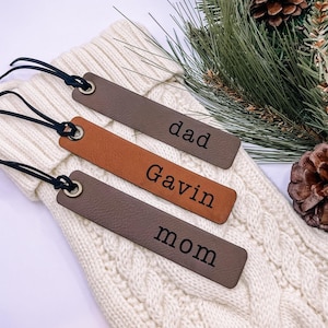 Personalized Christmas Stocking Tag, faux Leather Stocking Tag,Modern Christmas Stocking Tags, leather gift tags, Personalized Tags