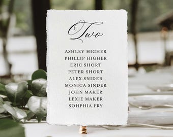 Handmade Paper Seating Chart Cards, Deckled Edge paper Seating Chart Cards, Wedding Seating Chart & Table Numbers, Deckled Edge Printed Card