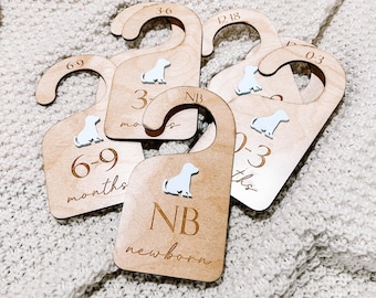 Divisores de armario para cachorros, divisores de ropa, tema de guardería para cachorros, marcadores de tallas de ropa, organizadores de armario para perros y bebés, ideas para baby shower