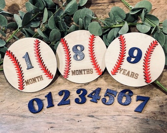 Baseball Baby Monthly Milestone Marker, Boy Monthly Photo Sign, Milestone Discs, Baby Shower Gift, Baby Photo Props, sport First Year Photos