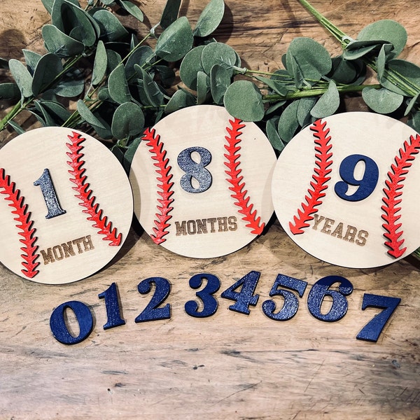 Baseball Baby Monthly Milestone Marker, Boy Monthly Photo Sign, Milestone Discs, Baby Shower Gift, Baby Photo Props, sport First Year Photos