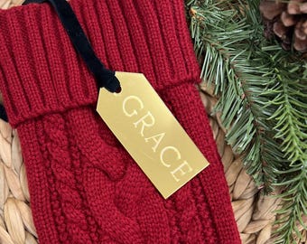Gold Modern Christmas Stocking Name Tags, Personalized Stocking Tags, Christmas Stocking Tags, Personalized Gift Tags, Elegant Christmas