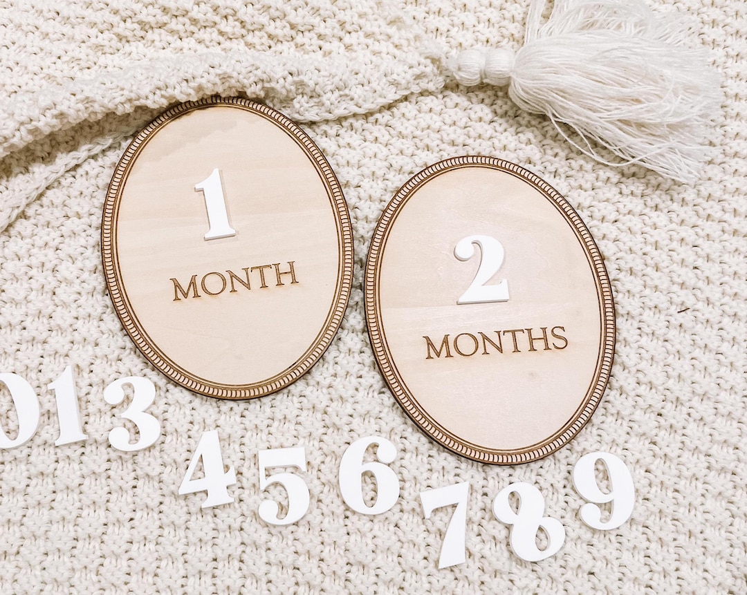 Baby Monthly Milestone Marker, Baby Monthly Photo Sign, Monthly Wooden ...