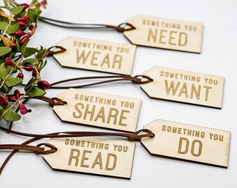 Something You Want , Something You Need, Something you Read, Something you Wear, Christmas Gift Tags, Personalized gift tags, gift rule