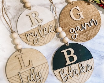 Personalized Christmas Ornament, Farm house wood Christmas ornaments personalized, Personalized laser engraved, Rustic Christmas Ornament