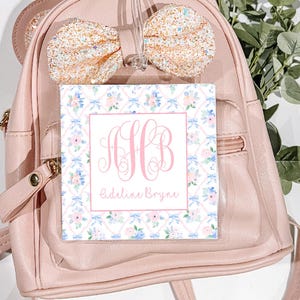 Diaper bag Tag, Laminated Girl Luggage Tag, Personalized Monogram Diaper Bag Tag, crest Bag Tag, girl Nursery Diaper bag tag, Pink and blue