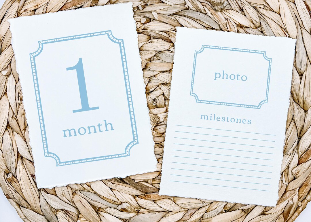Blue Monthly Milestone Cards, Southern Baby Boy Watercolor Monthly ...