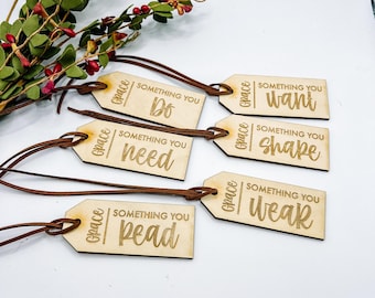 Something You Want , Something You Need, Something you Read, Something you Wear, Christmas Gift Tags, Personalized gift tags, gift rule