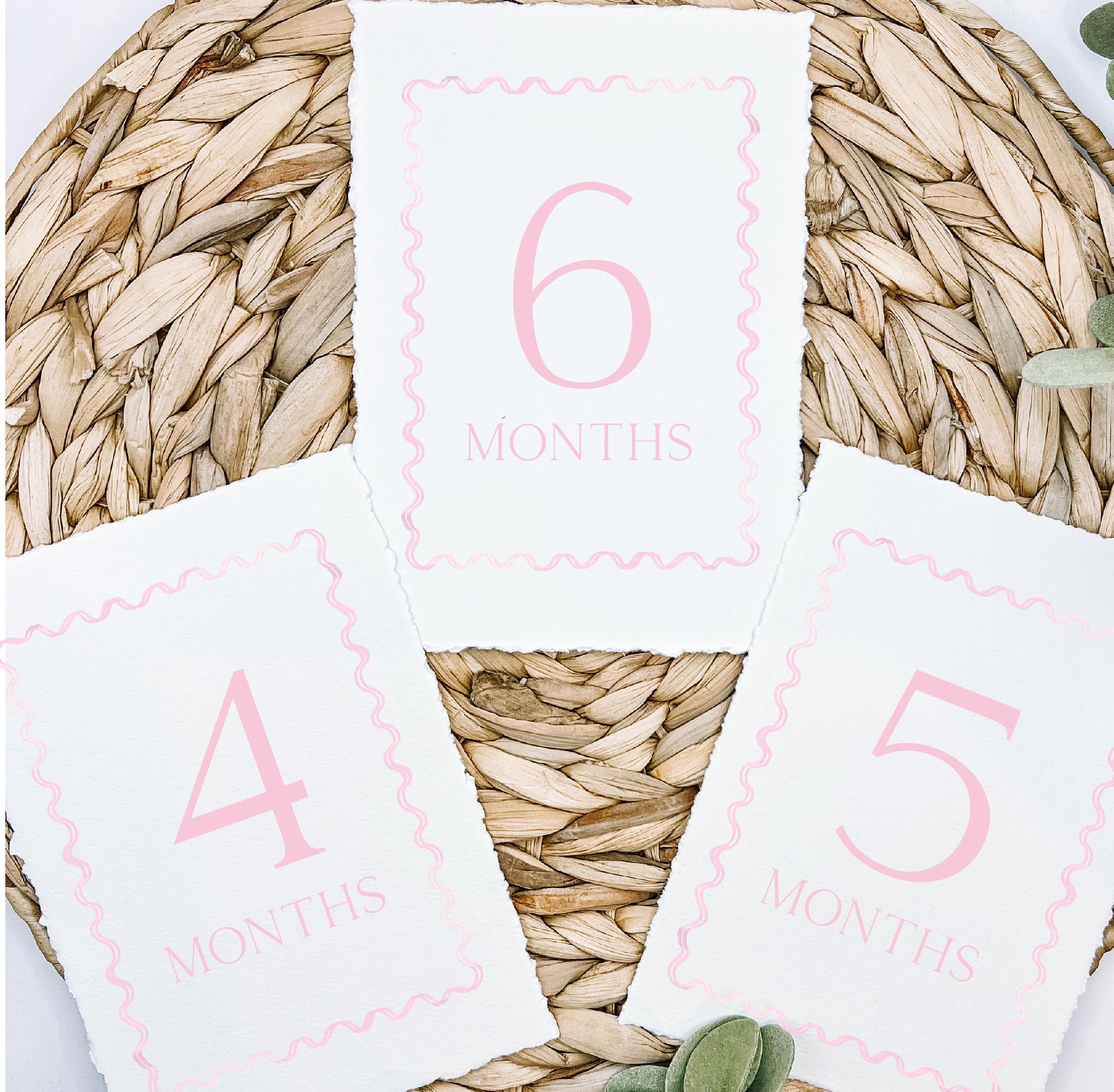Printed Monthly Milestone Cards, Baby Girl Watercolor Monthly Milestone ...