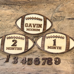 Football Baby Monthly Milestone, Boy Monthly Photo Sign, Milestone Discs, Baby Shower Gift, Baby Photo Props, Sports First Year Photos