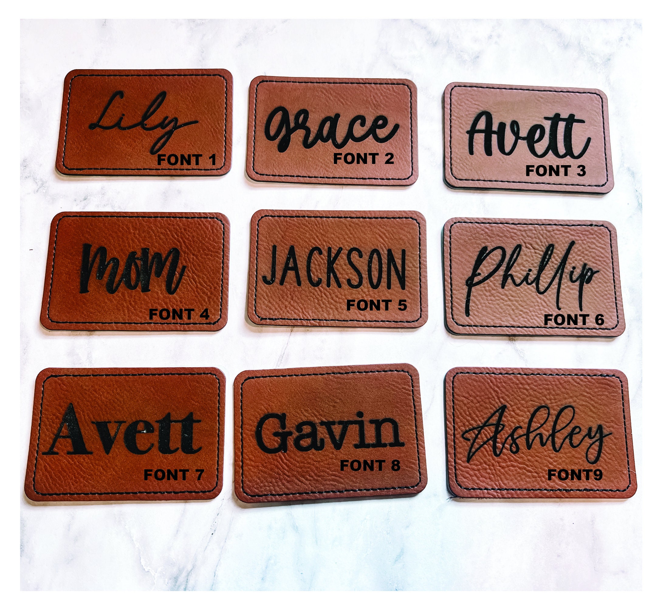 Personalized Name Patch Faux Leather, Adhesive Patch, Personalized Leather Patch, Beanie Patch, Hat Patch, Stocking Patch, Iron-On Patch