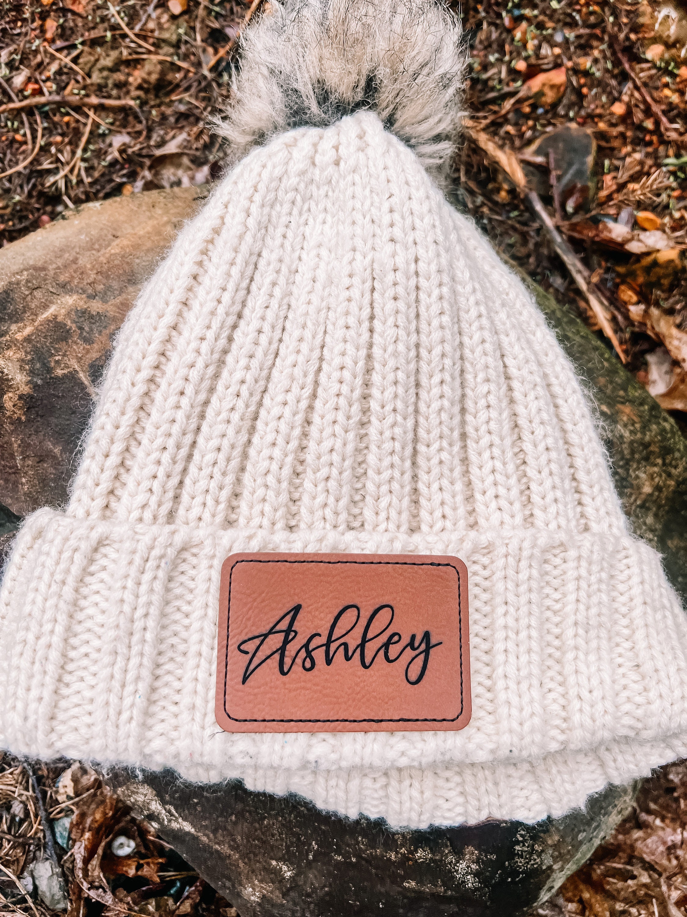 Personalized Name Patch Faux Leather, Adhesive Patch, Personalized Leather Patch, Beanie Patch, Hat Patch, Stocking Patch, Iron-On Patch