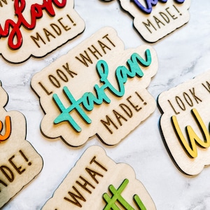 Personalized Look What I Made Magnet, Artwork Display,  Refrigerator Art Magnet, Kids Fridge Magnets, Children Art Magnet, Wood Kids Artwork
