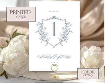 PRINTED Dusty Blue Table Numbers, Wedding Table Numbers, Table Number Printing, French Toile Wedding Table Numbers, Printed Wedding Decor