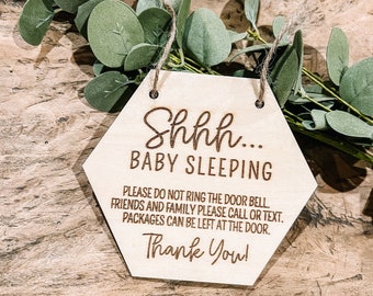 Do Not Ring the Door Bell Sign, Shhh baby sleeping sign, baby door sign, front door sign, Do Not Knock or Ring Doorbell, do not disturb