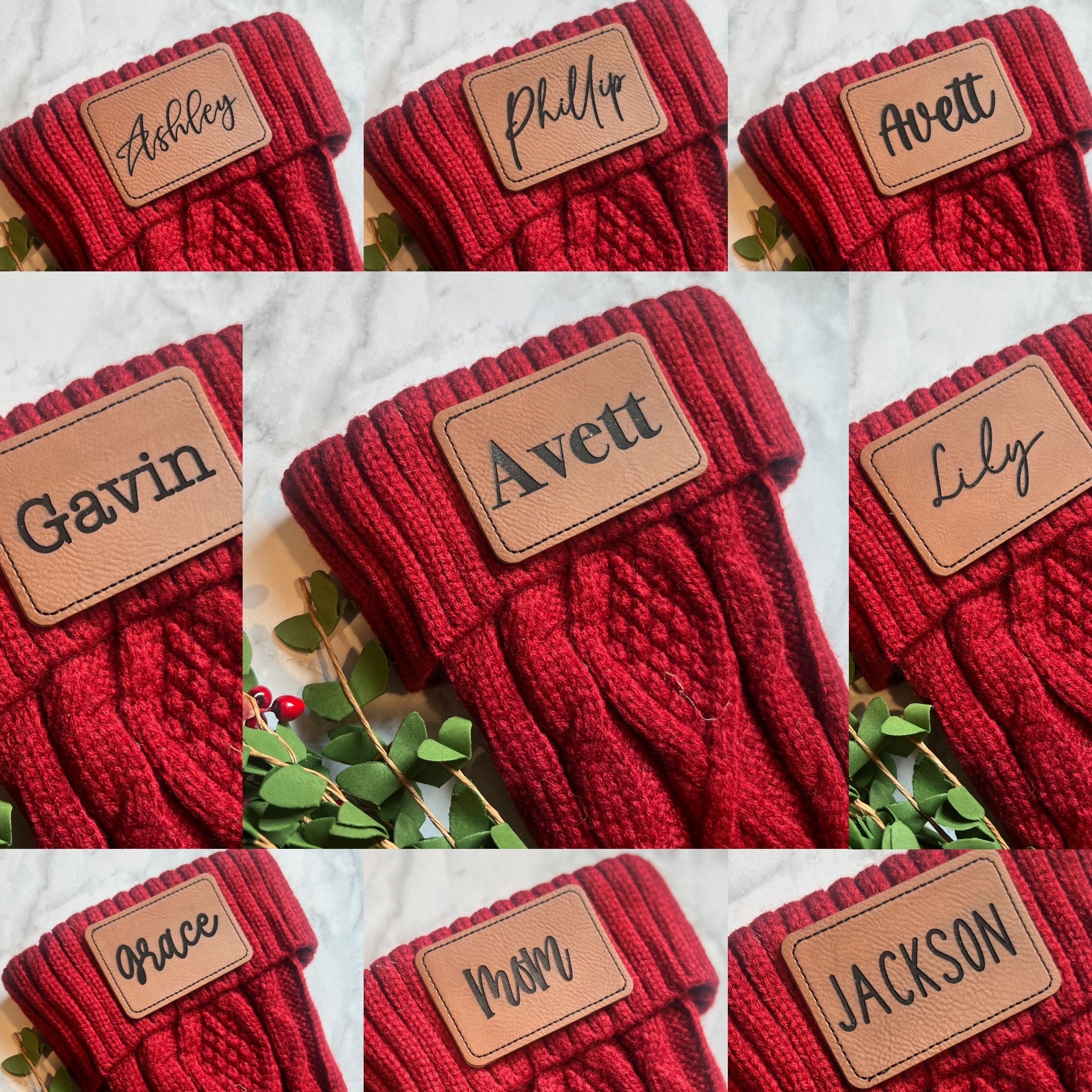 Personalized Name Patch Faux Leather, Adhesive Patch, Personalized Leather Patch, Beanie Patch, Hat Patch, Stocking Patch, Iron-On Patch