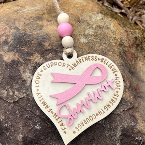 Breast Cancer Ornament, Survivor Ornament, Cancer Survivor Ornament, Cancer Awareness Ornament, Breast Cancer Ornament, Wooden Ornament