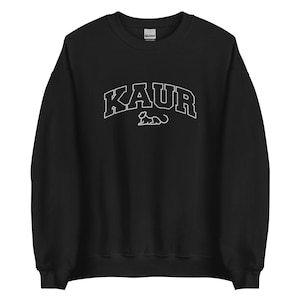 KAUR - Embroidered Black Sweatshirt for Punjabi Sikh Women