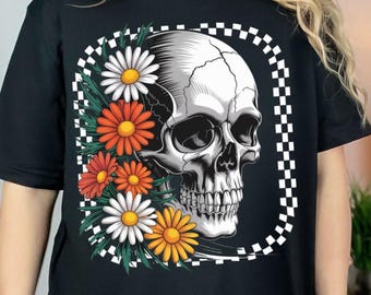 Retro Floral Skeleton PNG: Spooky Halloween Design (Digital Download SVG & PNG File)