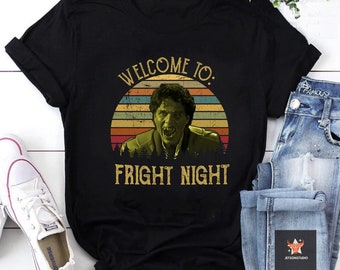 Bienvenido a Fright Night Camiseta vintage unisex, Camiseta vintage de Fright Night, Amantes de las películas de terror, Camiseta vintage de los años 80, Camisa de regalo Fright Night 1985