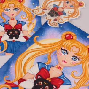 Pack Sailor Moon Dos Prints (A5 y Postal) y Pegatina Holográfica Estrellas