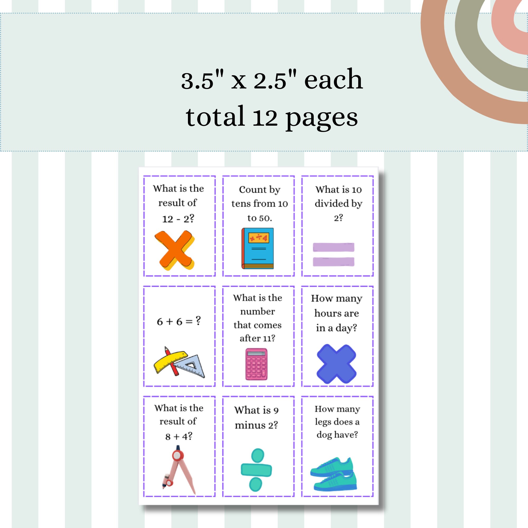 Fun Math Flash Cards for Kids, Flash Cards, Math Cards, Printable Math ...