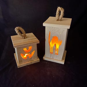 Wooden Jack o’lantern pumpkin lantern halloween decorations