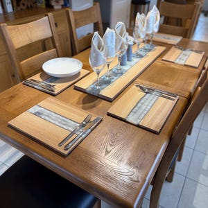 Oak & Epoxy River Placemats | Handmade Wooden Table Mats | Unique Resin Home Decor