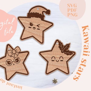 Christmas ornament, Christmas kawaii stars, Christmas stars file