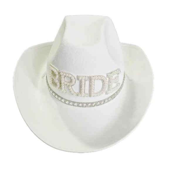 Bride Cowboy Hat | White Hat | Hen Party Hat | Wedding Gift | Wedding Favour | White Bride Hat