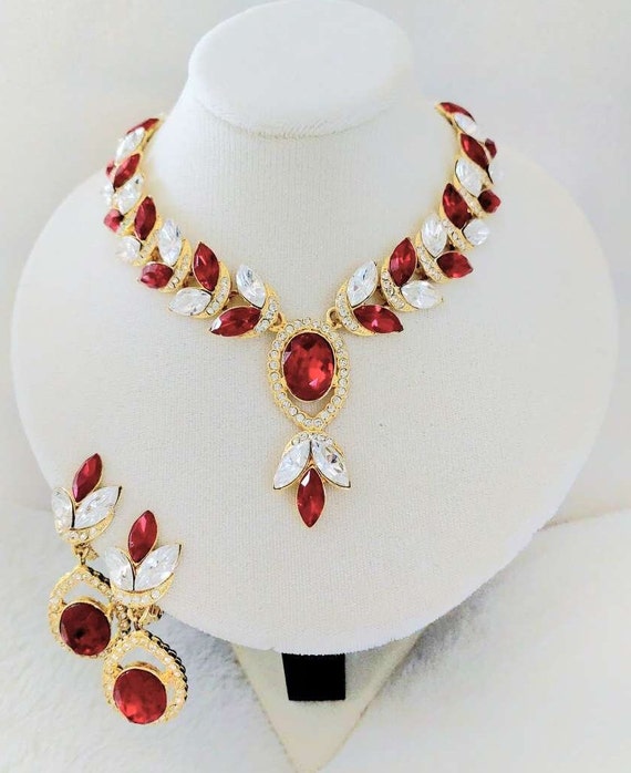 Stunning vintage costume jewellery set with Swaro… - image 1